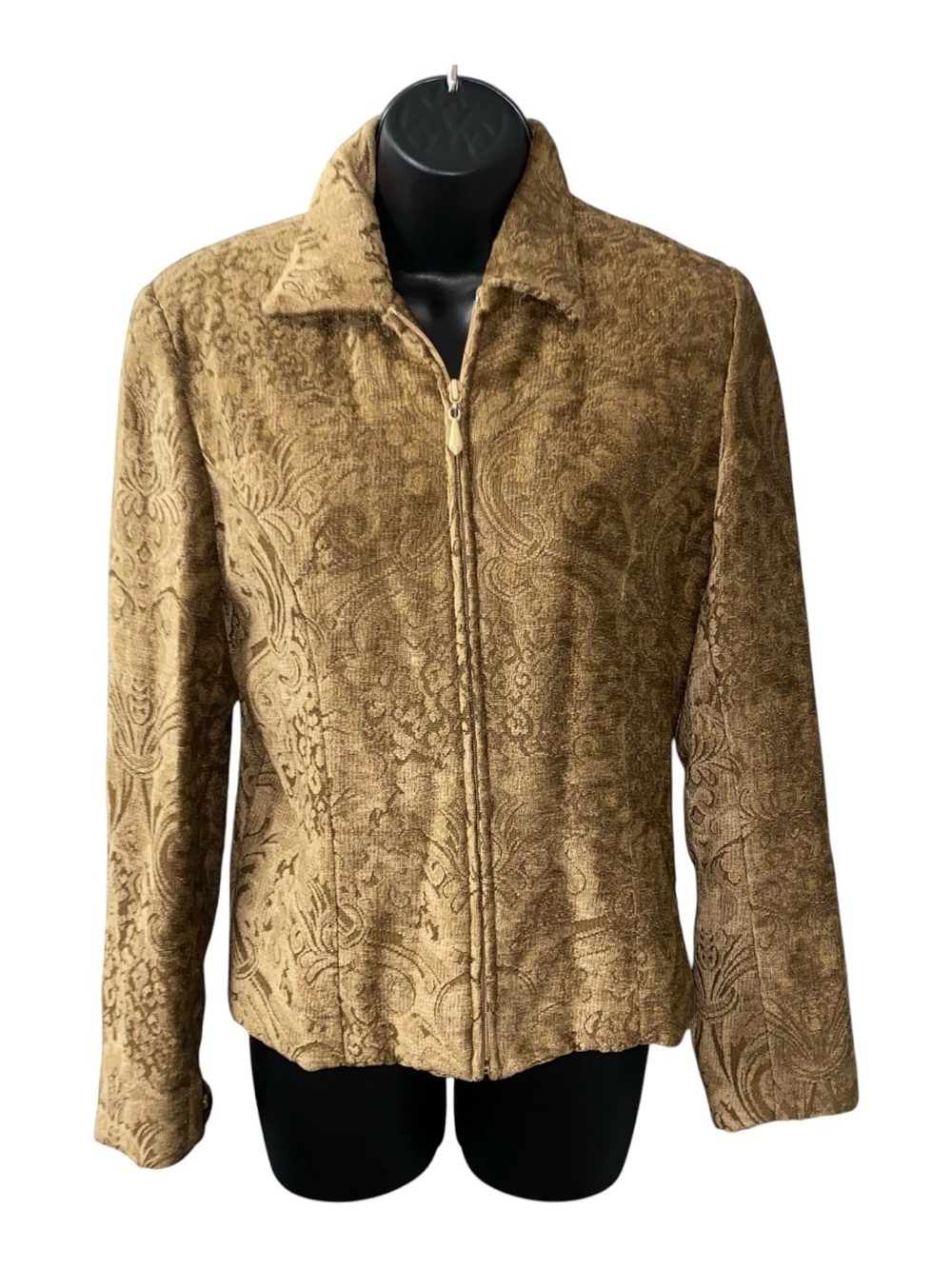 Giancarlo Ferrari Jacket Women 10 Gold Floral Tapestry Full Zip Brocade Bomber